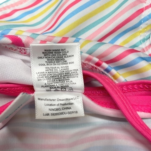 NWT Disney Baby Dumbo Baby Girl Bikini Swimsuit Tankini Striped Rusching 6-9 Mos - Picture 5 of 10